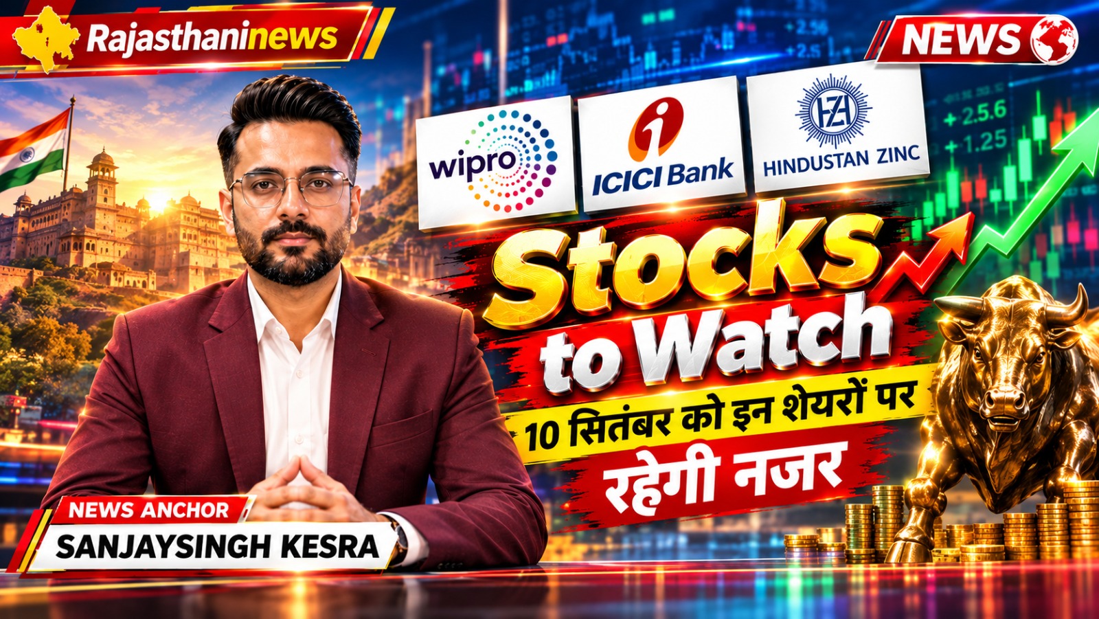 Stocks to Watch on September 10: Wipro, ICICI Bank, Hindustan Zinc in Focus